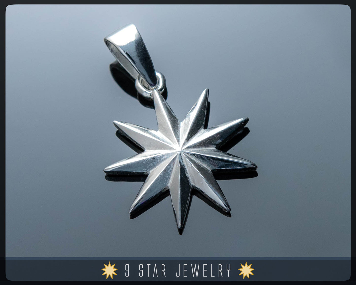 925 Sterling Silver Baha'i 9 Star Pendant "Brilliant Star"