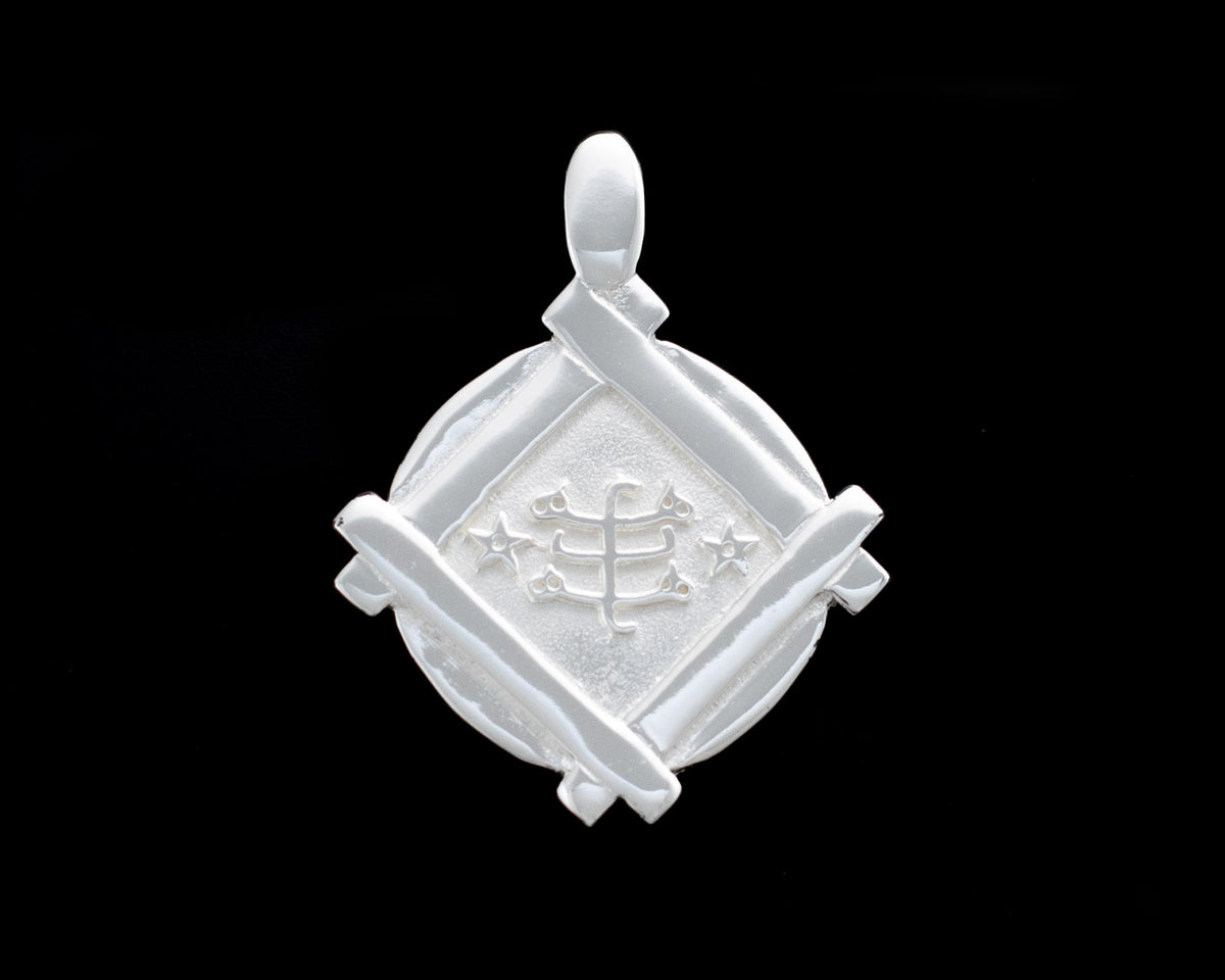 Sterling Silver Bahai Pendant w/ Ring Stone Symbol