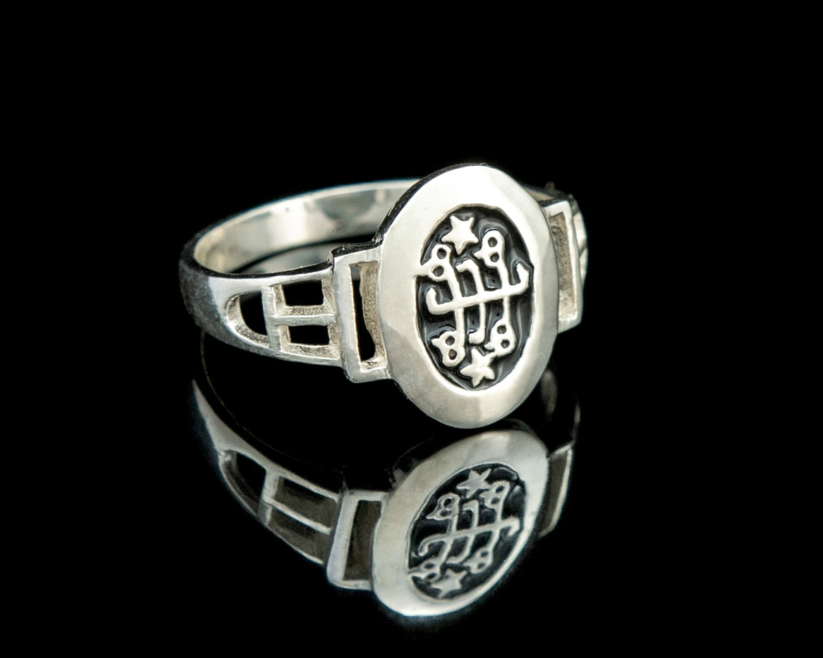 Sterling Silver Baha'i Ringstone Symbol Ring - Sizes 5 to 10.5
