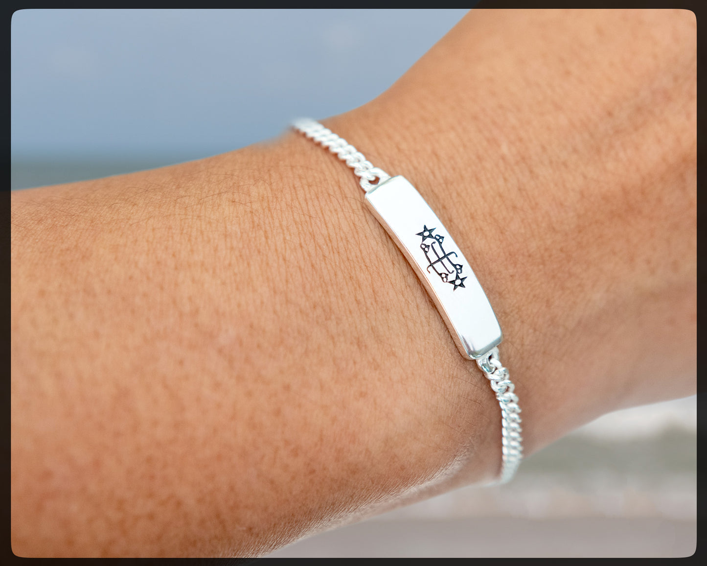 Armband aus Sterlingsilber mit Baha'i-Ringstein-Symbol