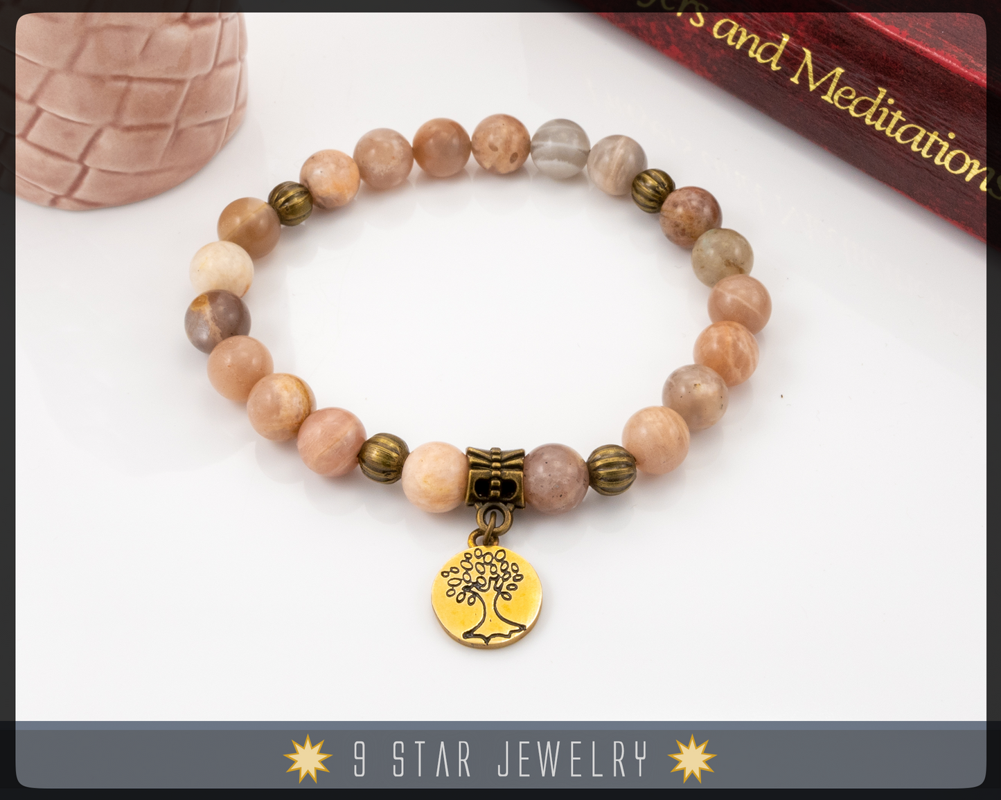 Sunstone Bracelet with Baha'i ringstone symbol "Minna"