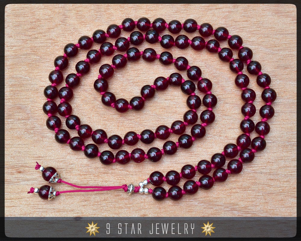 Amber Red Hand Knotted Baha'i Prayer Beads - Full 95 (Alláh-u-Abhá) "August"