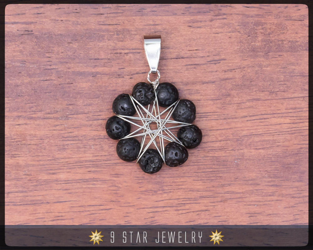 Volcanic Lava Radiant Star - Baha'i 9 Star wire-wrapped Jewelry Set