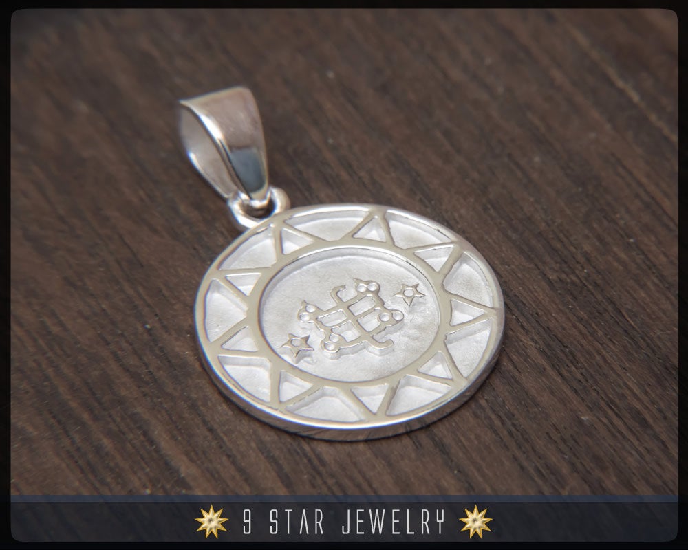 Pendentif Bahaï à 9 étoiles en argent sterling 925 avec symbole du anneau de pierre