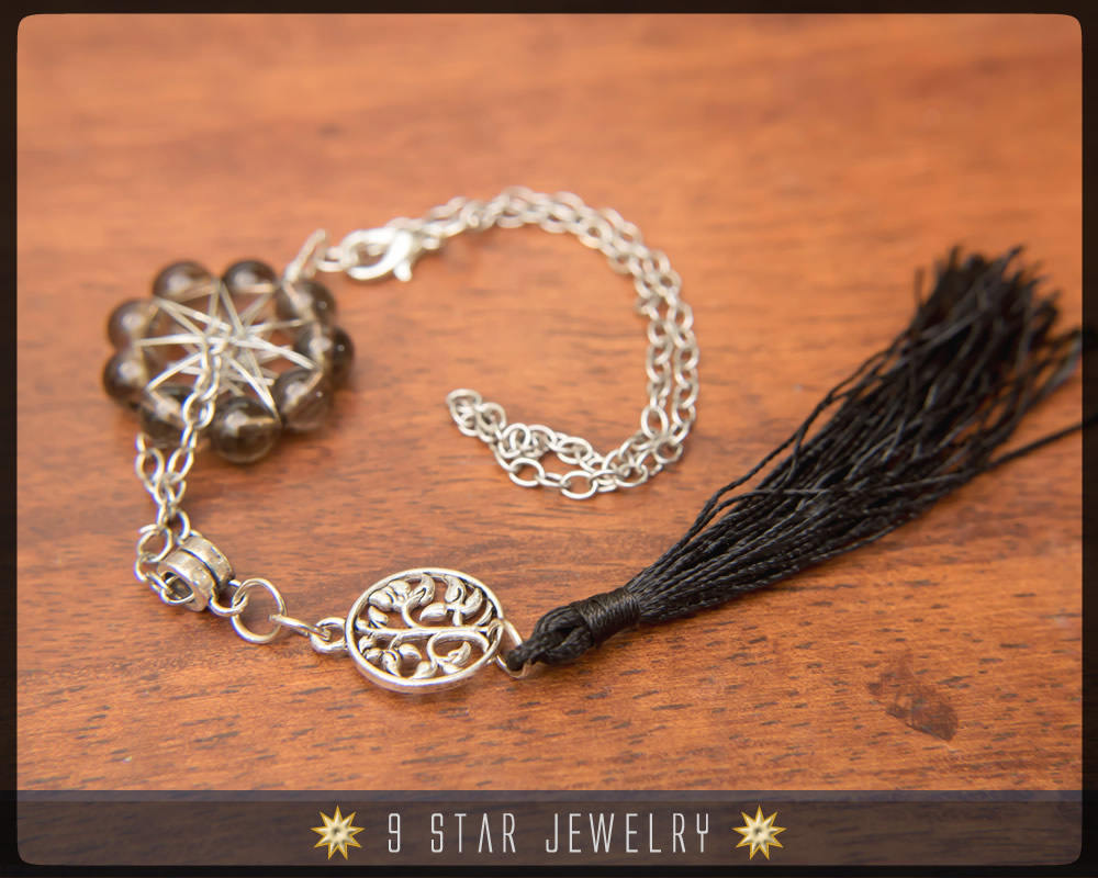 Smoky Quartz Radiant Star Rear View Mirror Charm - "Lightbringer" Lucky charm