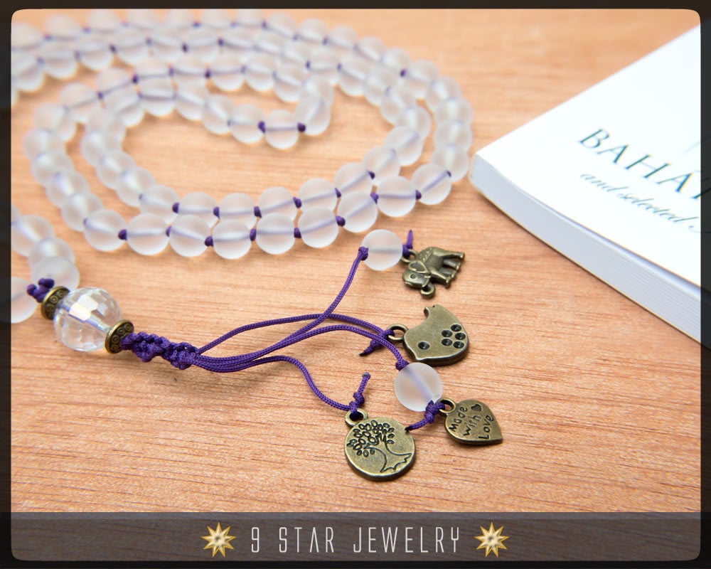 Matte Crystal Hand Knotted Baha'i Prayer Beads - Full 95 (Alláh-u-Abhá) "Miya"