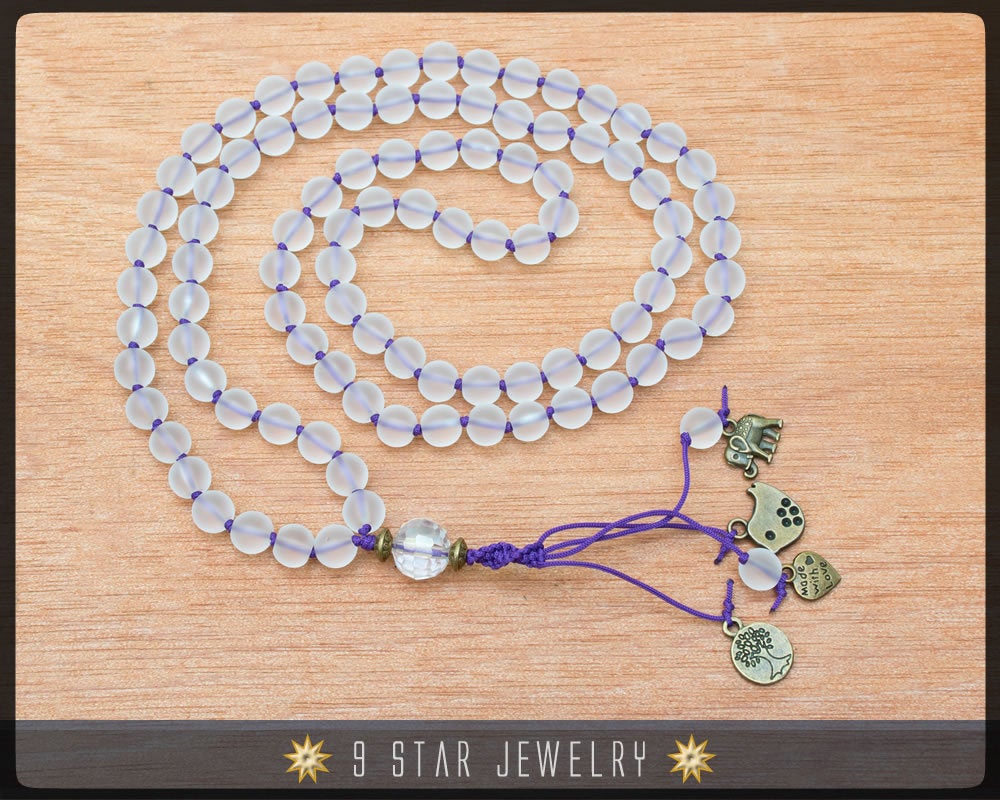 Matte Crystal Hand Knotted Baha'i Prayer Beads - Full 95 (Alláh-u-Abhá) "Miya"