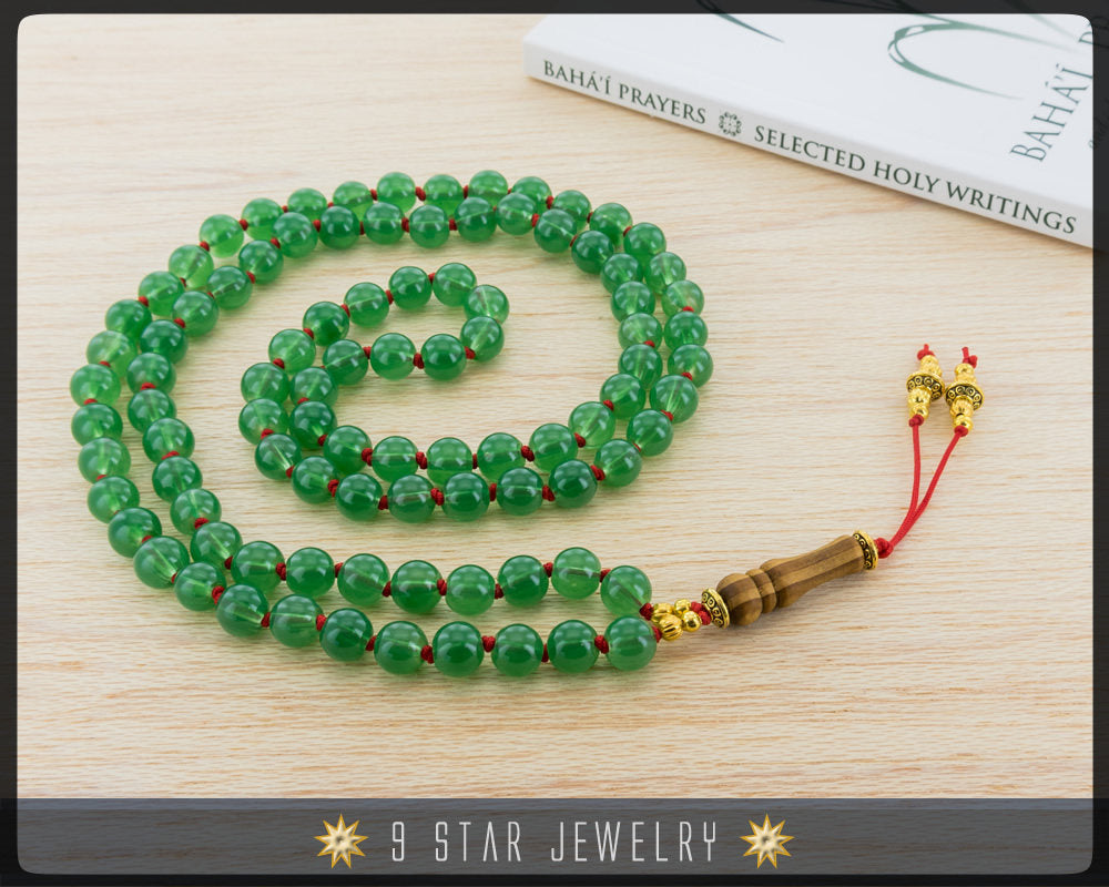 Jade Green Hand Knotted high quality Baha'i Prayer Beads - Full 95 (Alláh-u-Abhá) 