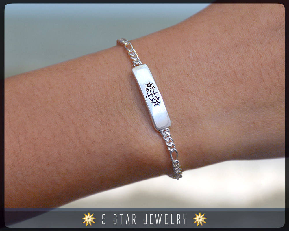 Sterling Silver Baha'i Ringstone symbol Bracelet