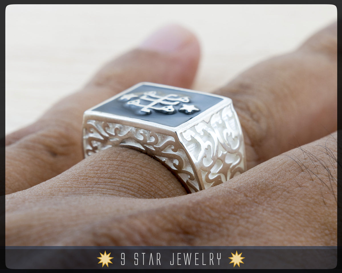 Statement Ring "Ring of Declaration" with Baha'i Ring Stone Symbol (Limited Edition): 925 Sterling Silver