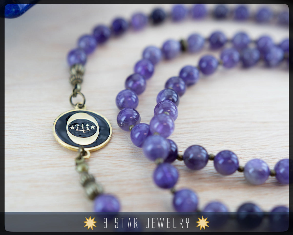 Amethyst Baha'i Prayer Beads w/bahai ringstone symbol "Forever Grateful"