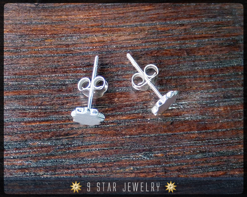 Baha'i Sterling Silver 9 Star Stud Earrings