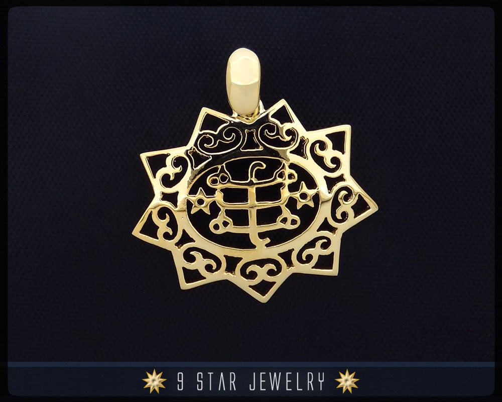 Gold 9 Star Baha'i Pendant - (electroplate)