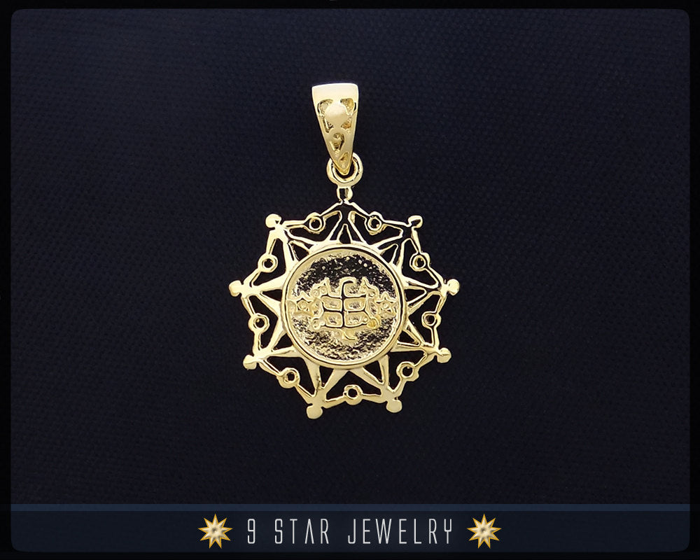 Gold Baha'i 9 Star Ringstone Symbol Pendant - (electroplate)