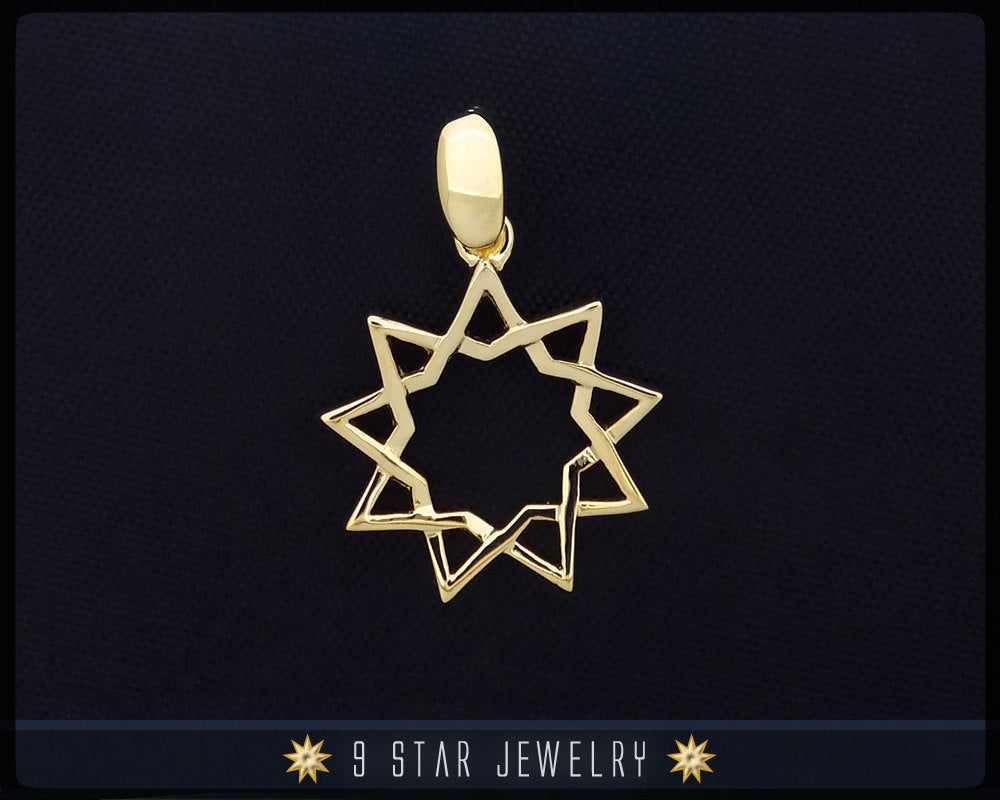 Gold 9 Star Baha'i Pendant - (electroplate)