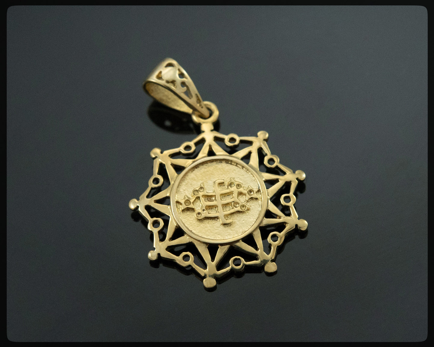 Anhänger aus Messing mit Baha'i-Ringstein-Symbol, 9-Sterne-Einheit (nickelfrei)