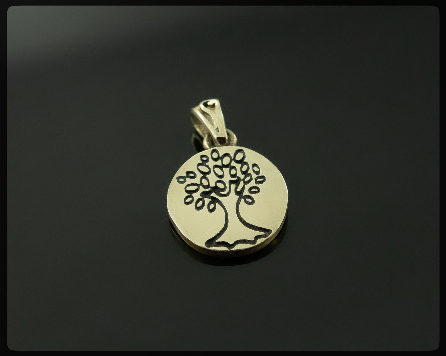 Doppelseitiger Bahai-Anhänger aus Messing mit Ringstein-Symbol und Lebensbaum