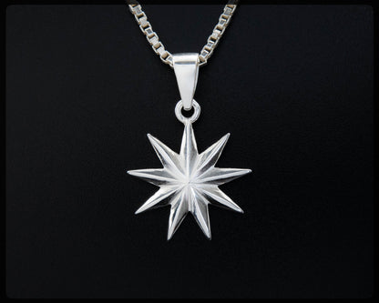 925 Sterling Silver Baha'i 9 Star Pendant "Brilliant Star"