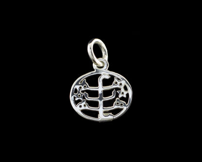925 Sterling Silver Bahai Pendant w/ Ringstone Symbol