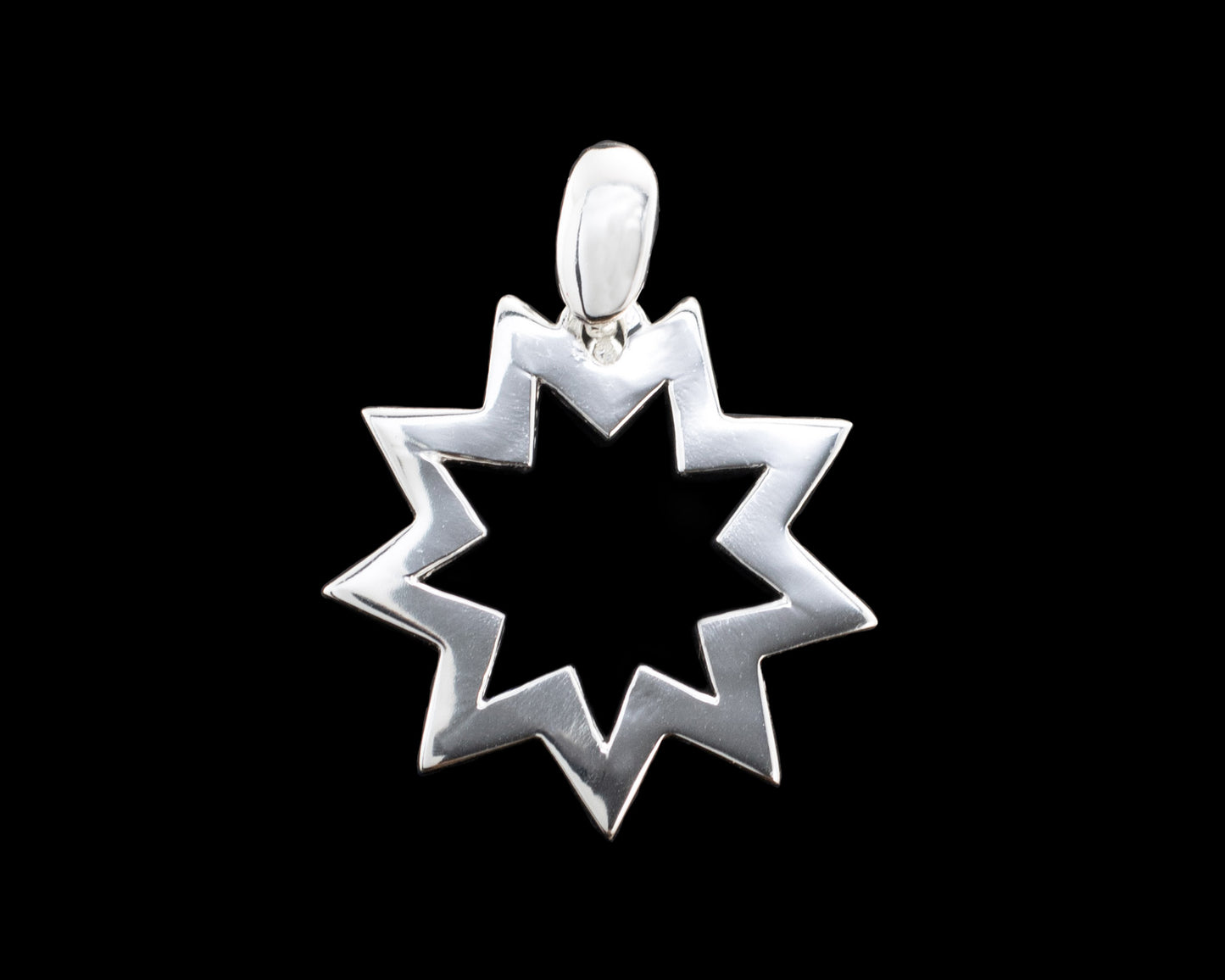 Pendentif Baha'i 9 étoiles en argent sterling 925