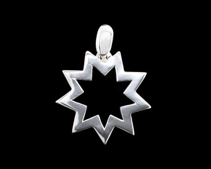 Pendentif Baha'i 9 étoiles en argent sterling 925
