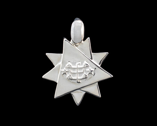Pendentif Baha'i en argent sterling 925 avec symbole de pierre de bague à 9 étoiles