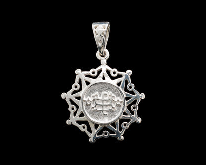 925 Sterling Silver 9 Star Baha'i Pendant with Ring Stone Symbol