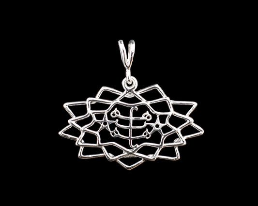 Pendentif Baha'i en argent sterling à 9 branches avec symbole de la pierre en anneau
