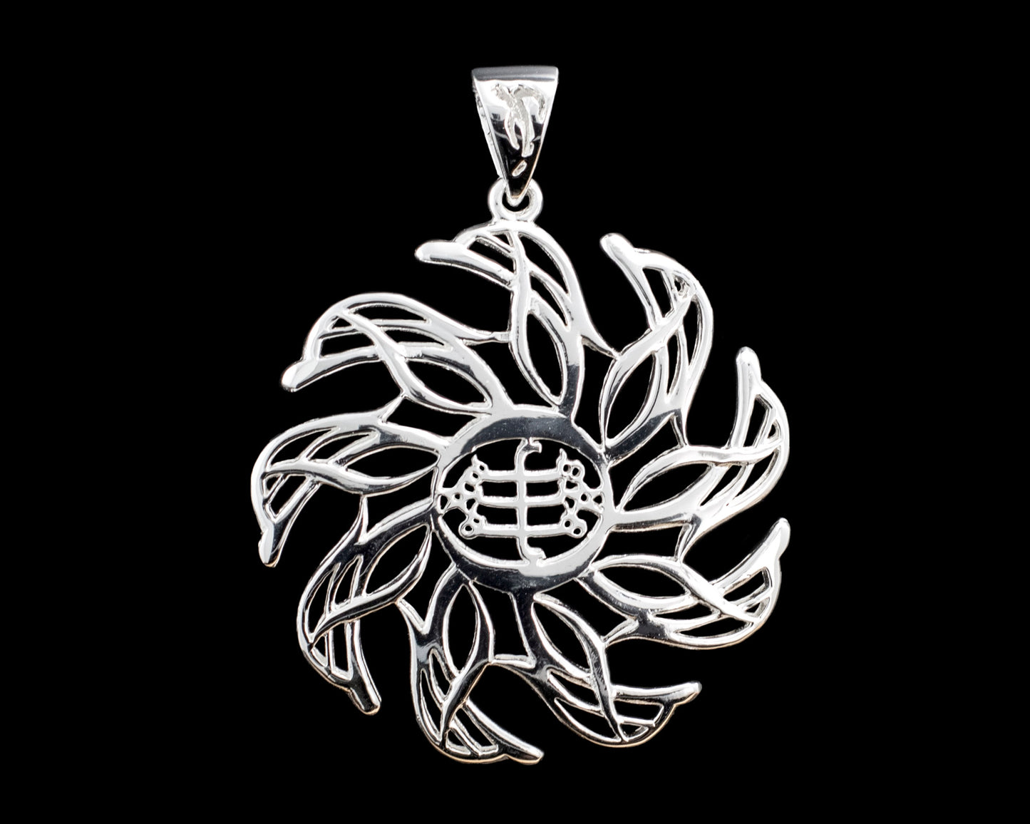 9 Star Baha'i Pendant with 9 Dolphins: 925 Sterling Silver