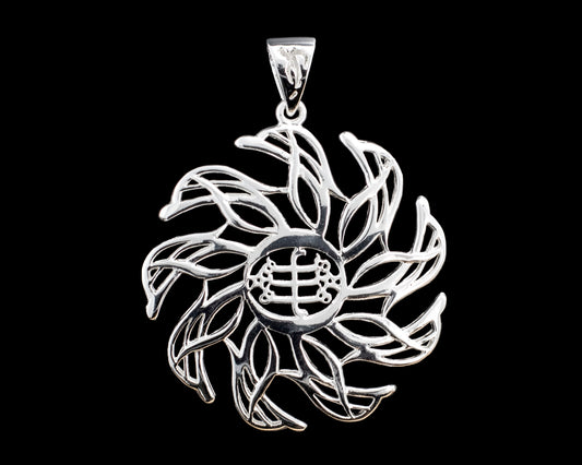 9 Star Baha'i Pendant with 9 Dolphins: 925 Sterling Silver
