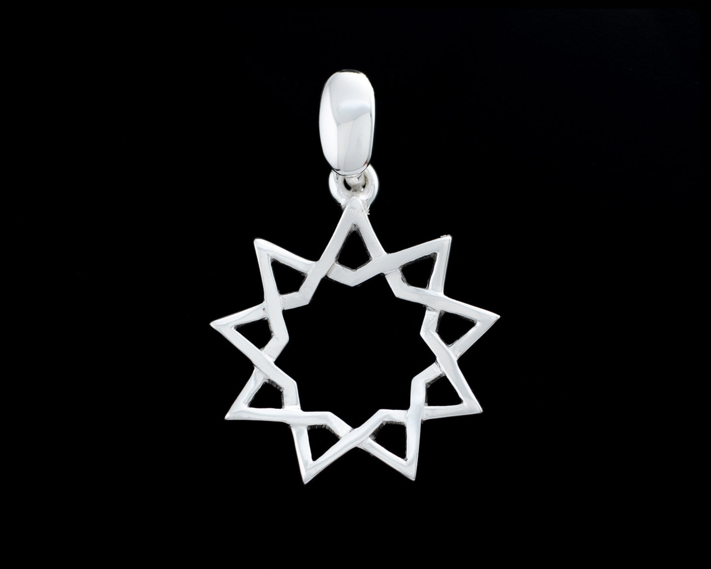9 Star Baha'i Pendant: 925 Sterling Silver