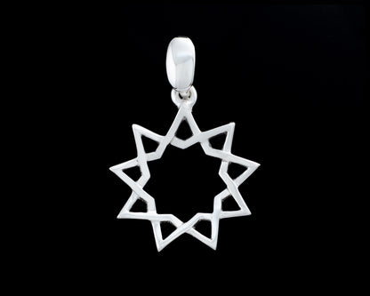 9 Star Baha'i Pendant: 925 Sterling Silver