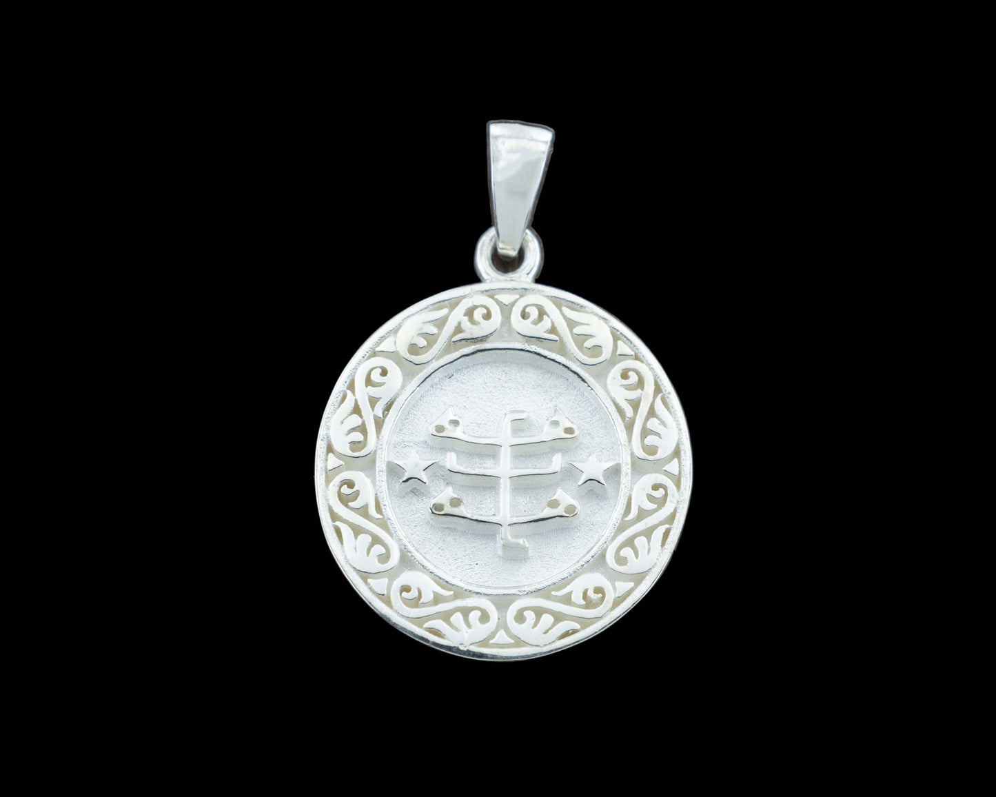 Pendentif en argent sterling « Le Jardin de Ridván », symbole de la Pierre de l'Anneau bahá’íe