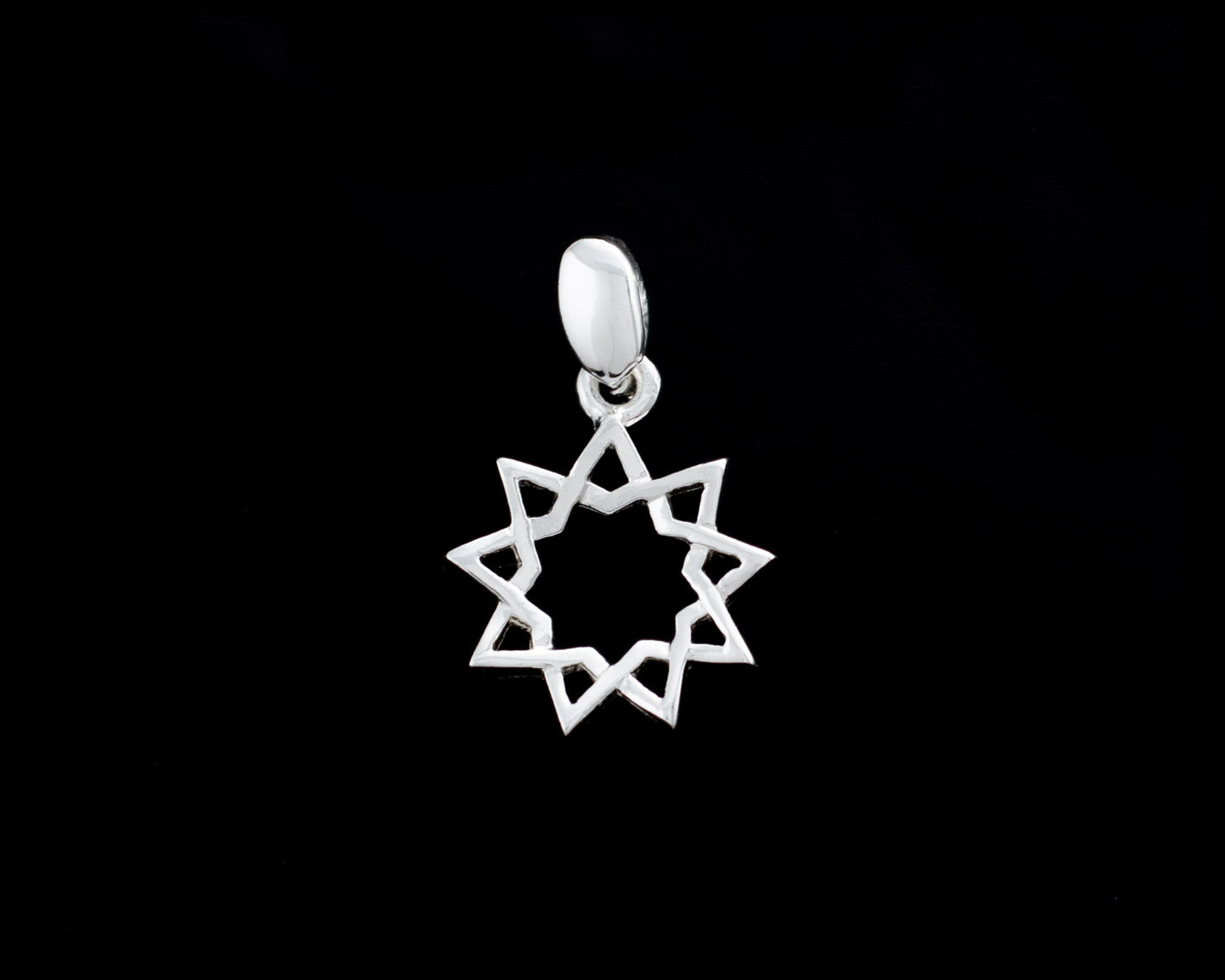 9 Star Baha'i Pendant (Small): 925 Sterling Silver