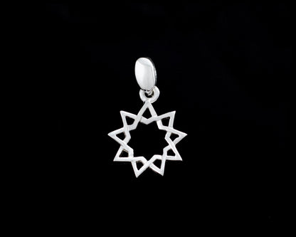 9 Star Baha'i Pendant (Small): 925 Sterling Silver