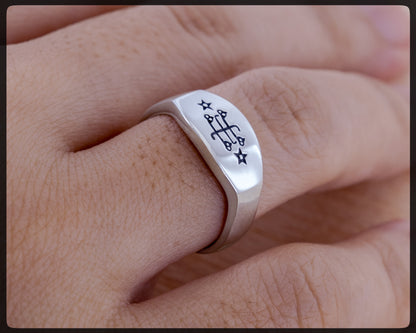 Sterling Silver Baha'i Ring Stone Symbol Ring - Sizes 3 to 13