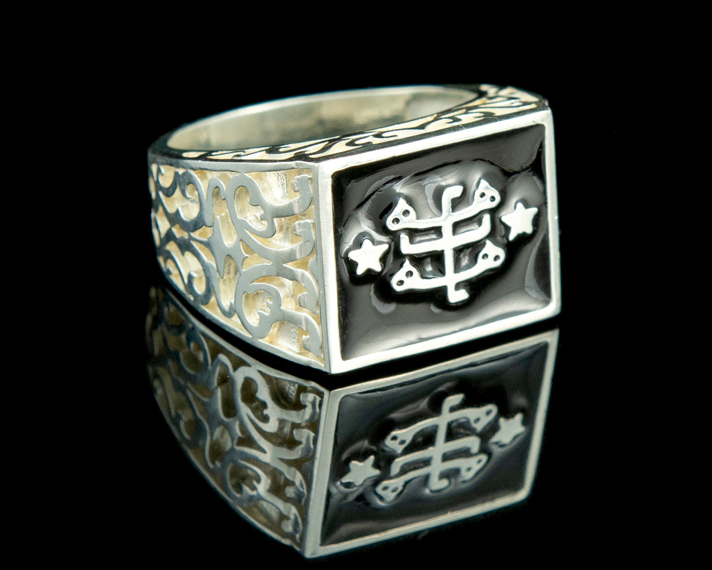 Statement Ring "Ring of Declaration" with Baha'i Ring Stone Symbol (Limited Edition): 925 Sterling Silver