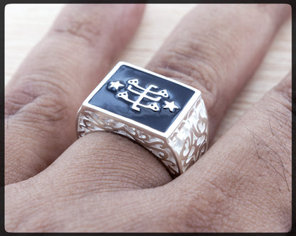 Statement Ring "Ring of Declaration" with Baha'i Ring Stone Symbol (Limited Edition): 925 Sterling Silver