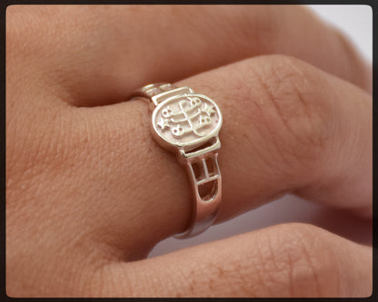 Silberner Baha'i-Ring mit Steinsymbol – Größen 3 bis 10