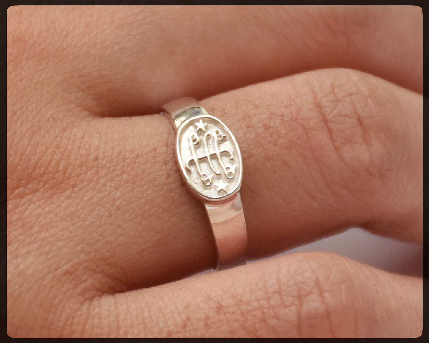 Silberner Baha'i-Ringstein-Symbolring – Größen 2 bis 11,5