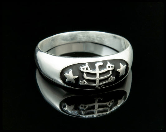 Silver Baha'i Ringstone Symbol Ring - Sizes 4 to 13