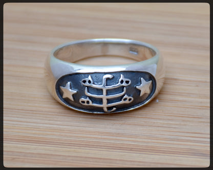 Silver Baha'i Ringstone Symbol Ring - Sizes 3 to 13
