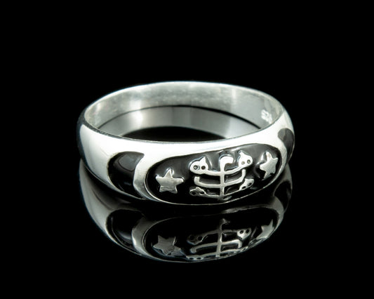 Sterling Silver Baha'i Ringstone Symbol Ring - Sizes 2.5 to 13