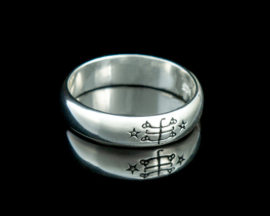 Sterling Silver Baha'i Ringstone Symbol Band Ring - Sizes 2.5 to 10.5