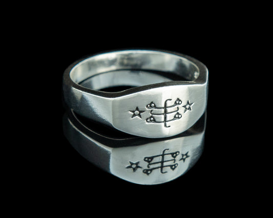 Sterling Silver Baha'i Ring Stone Symbol Ring - Sizes 3 to 13