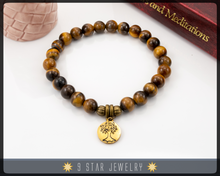 Load image into Gallery viewer, Tiger&#39;s Eye Bracelet with Baha&#39;i ringstone symbol &quot;Precious Fellowship&quot; BPB104