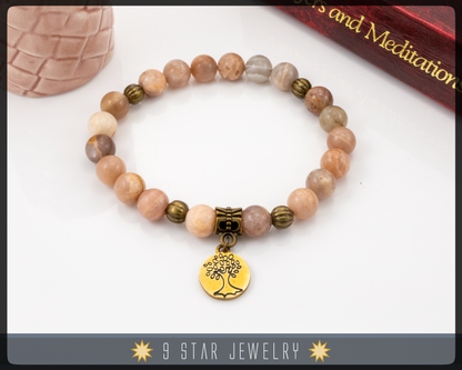 Sunstone Bracelet with Baha'i ringstone symbol "Minna"