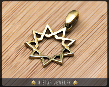 Brass Baha'i 9 Star Pendant (Nickel free)