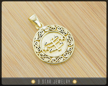 Load image into Gallery viewer, Brass &quot;The Garden of Ridván&quot; Baha&#39;i Ringstone Symbol Pendant (Nickel free)