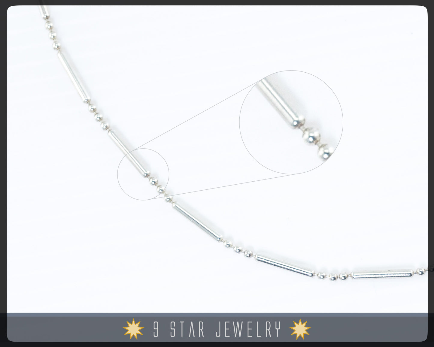 Sterling Silver 18" Bar and Bead Chain Necklace